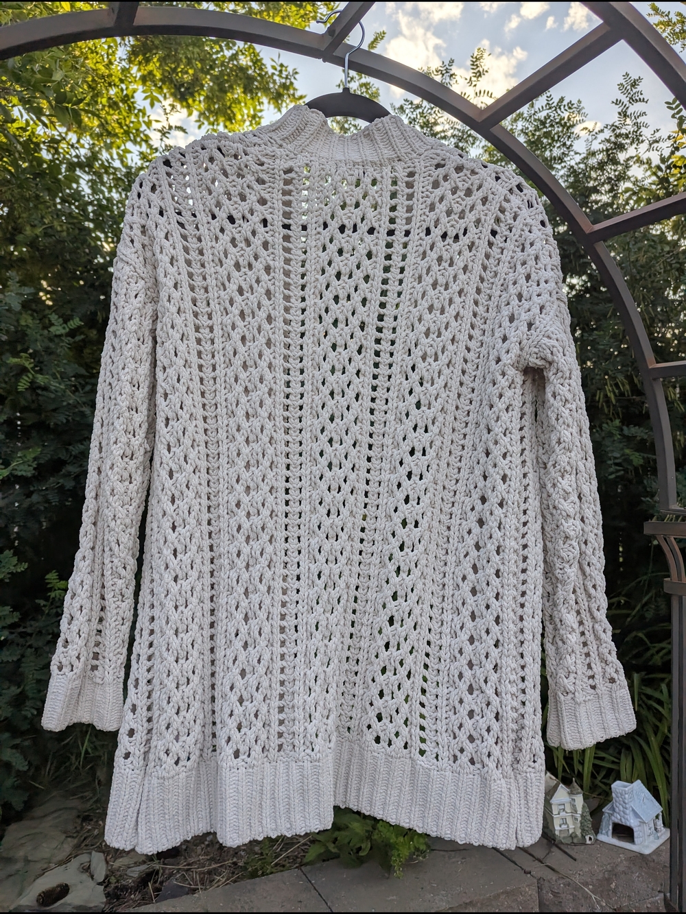Dex Open Knit Chenille Cardigan Sweater Chunky Crochet Boho Coquettecore - Picture 11 of 13